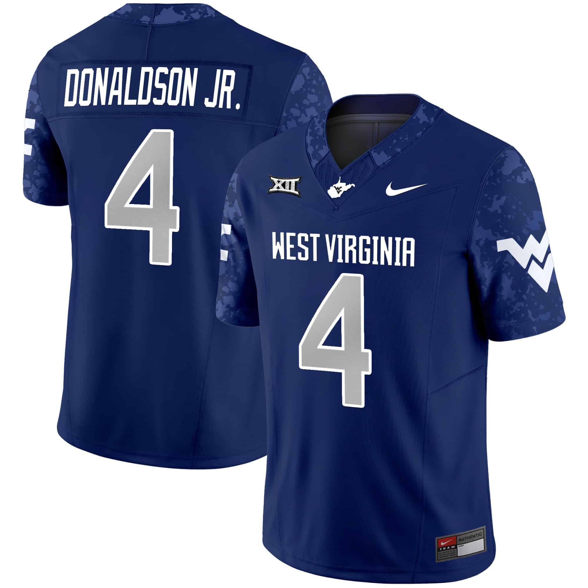Men West Virginia Mountaineers #4 Donaldson jr Blue 2024 Nike Vapor Limited NCAA Jersey